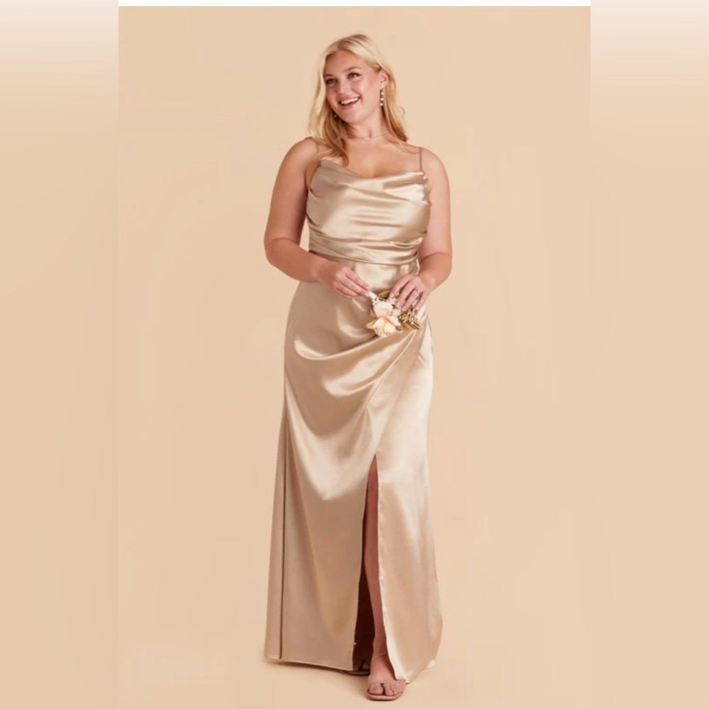 Birdy Grey: Lydia Dress
Shiny Satin Neutral Champagne size XXL